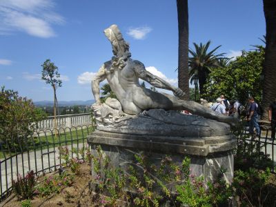 Statue of the wounded Achilles at the gardens of Achilleion Palace