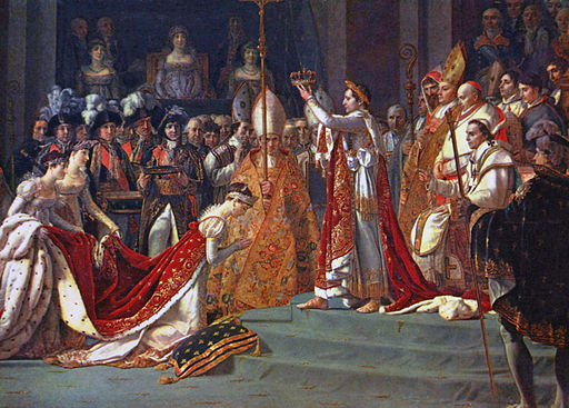 Napoleon crowns Josephine de Beauharnais to be his empress on December 2, 1804. Paining by Jacques Louis David