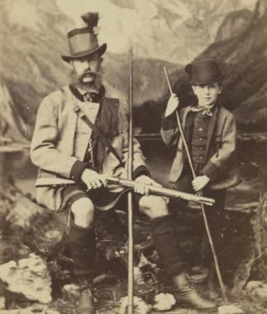 Emperor Franz Joseph with his only son Rudolf, Crown Prince of Austria. Photo by Viktor Angerer