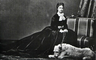Sisi in 1867 with her dog Shadow, by Emil Raberding