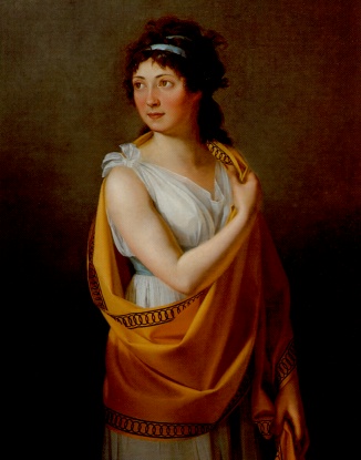 Madame Theresa Tallien, best friend of Josephine de Beauharnais, wearing a greek dress in directoire style