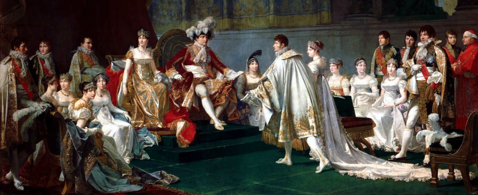 The whole imperial family is complete at the wedding of Jerome Bonaparte and Catherine of Wurttemberg, painted by Jean-Baptiste Regnault (1754-1829)