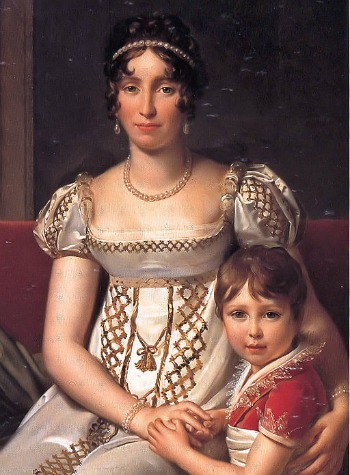 Hortense de Beauharnais, Queen Consort of King Lodewijk I of Holland. 
On the picture her firstborn son Napoleon Charles Bonaparte who died in May 1807