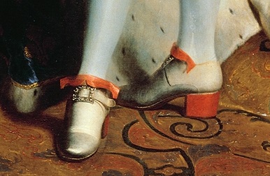 Red high heels; only the King and some of his favourites were allowed to wear them at Versailles