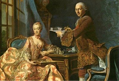 Marquise de Pompadour and her brother Marquis de Marigny by Roslin 1754