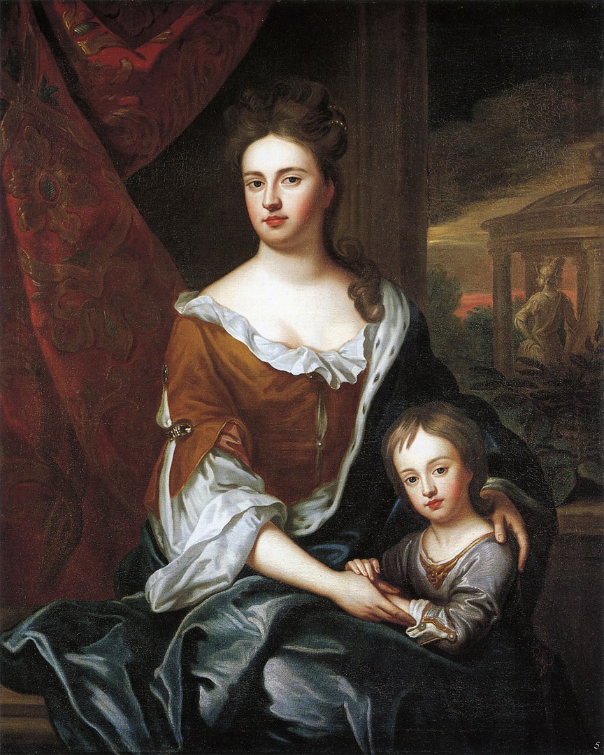 Princess Anne and her only surviving child, Prince William the Duke of Gloucester, by Sir Godfrey Kneller ca. 1694