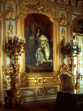 Ludwig visited the Versailles palace once and was a great admirer of Louis XIV, the Sun King. One of the main features of his Herrenchiemsee palace is a copy of the famous painting of the Sun King.