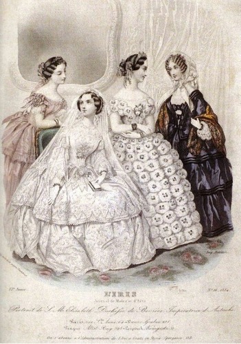 Wedding dress Empress Elisabeth according to the "Journal de Mode et d'Arts" 1854